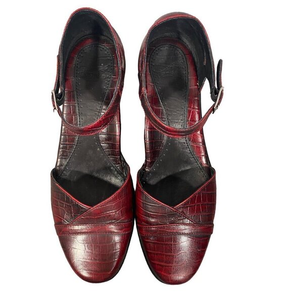 Dansko leather Mary Jane clogs oxblood croc embossed women's 39 - Picture 6 of 12